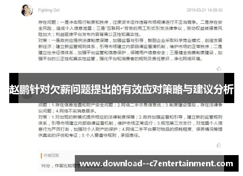 赵鹏针对欠薪问题提出的有效应对策略与建议分析